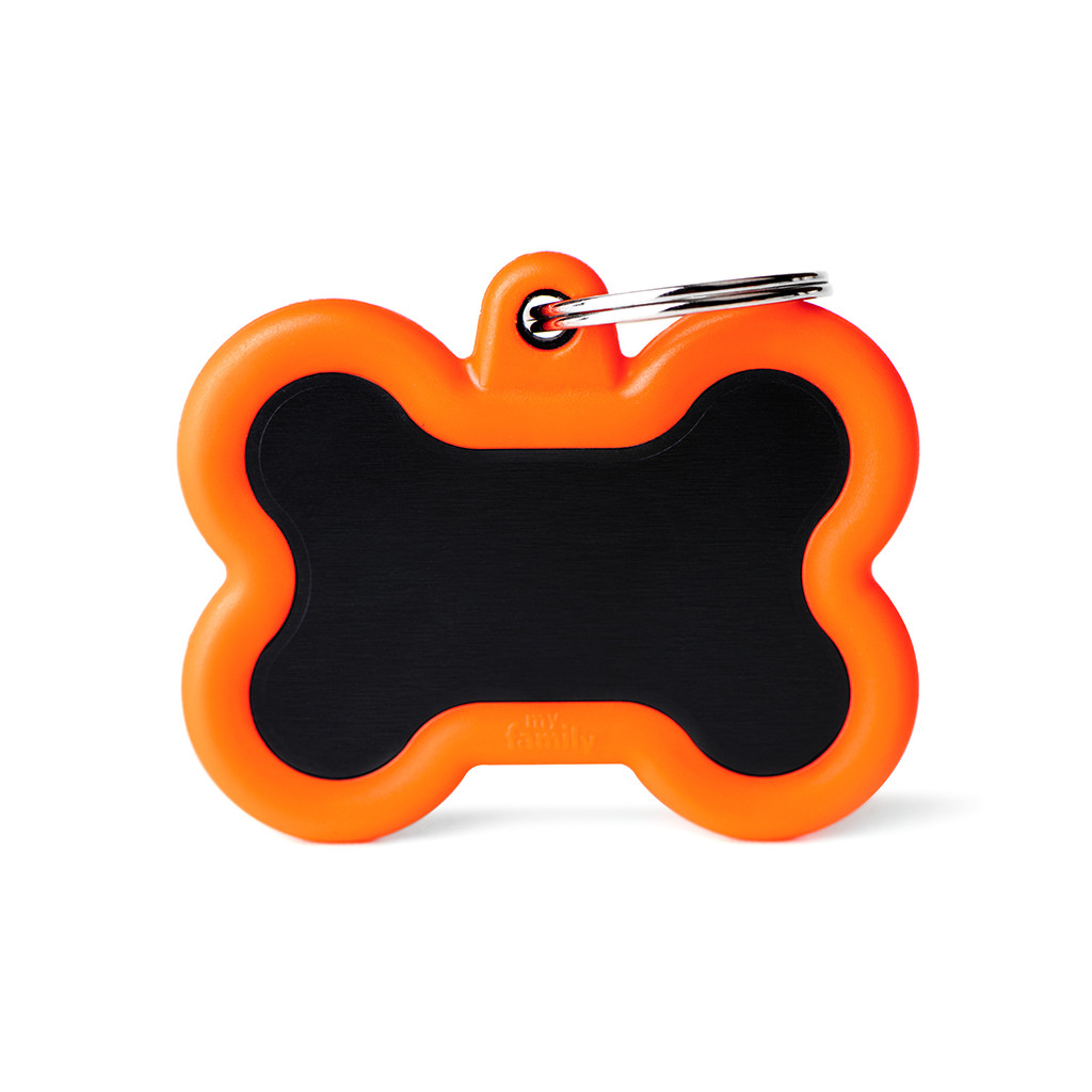 Hueso Negro Aluminio Goma Naranja Memo Pet