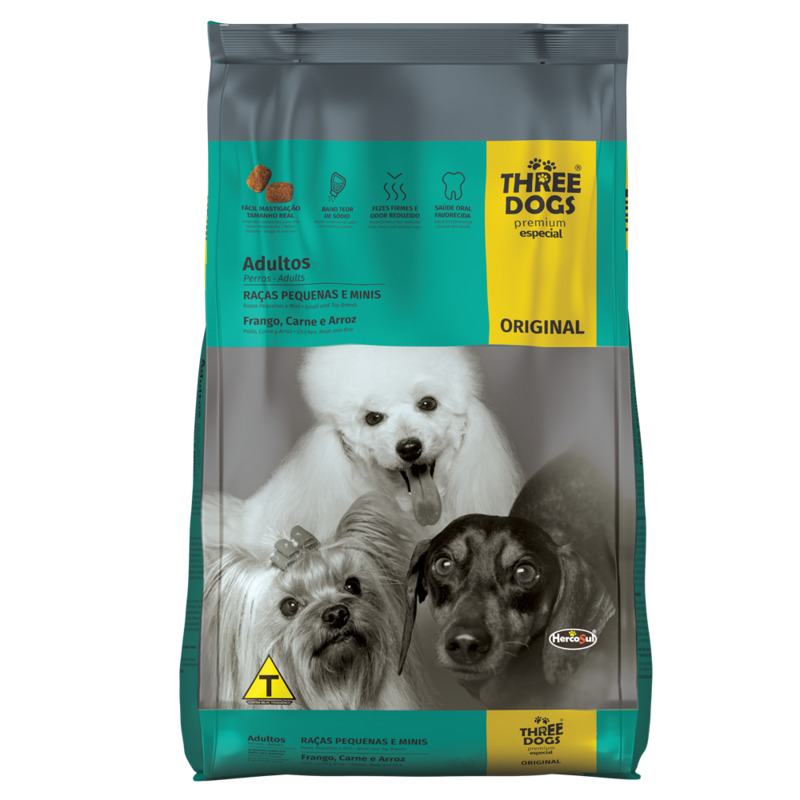 Three Dogs Original Perro Adulto Raza Pequeña Sabor Pollo, Carne y Arroz - 10Kg