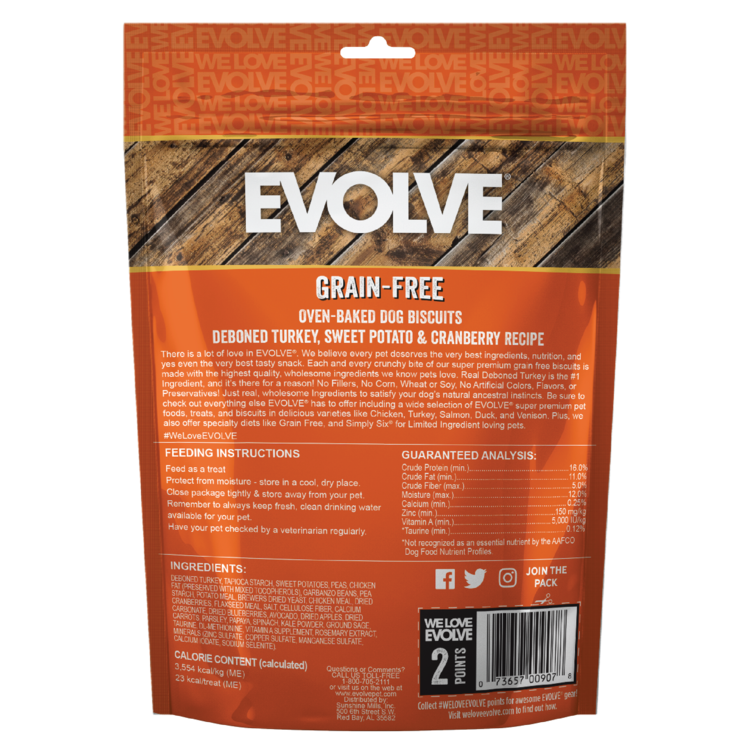 EVOLVE Galletas GRAIN FREE turkey & sweet potato 340GR - Imagen 2