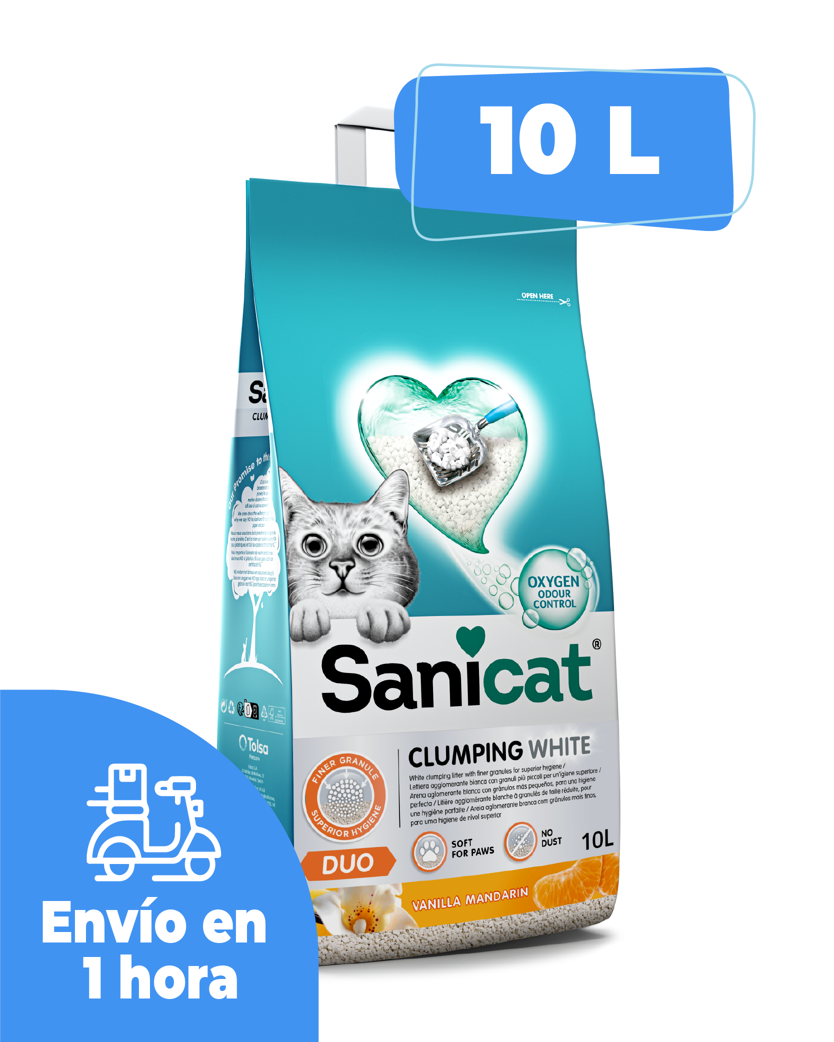 Arena Aglomerante Sanicat Vainilla y Mandarina - 10L ENVÍOS YA