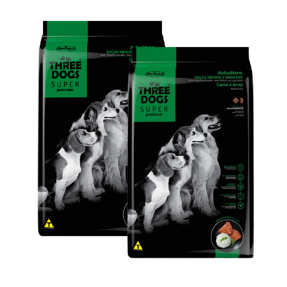 Three Dogs Especial Perro Adulto Sabor Carne y Arroz - 34 Kg
