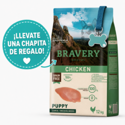 Bravery Perro Puppy Medium/Large Pollo 12Kg + Chapita de Regalo