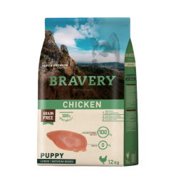 Bravery Perro Puppy Medium/Large Pollo 12Kg+ 4 kg Gratis