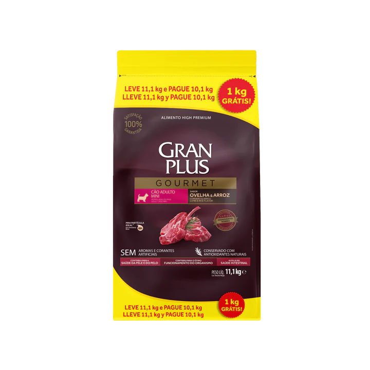 GRAN PLUS PERROS ADULTOS RAZA PEQUEÑA SABOR CORDERO 10 KG + 1 KG GRATIS