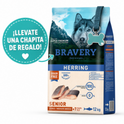 Bravery Perro Senior Medium/Large Herring 12kg + Chapita de Regalo