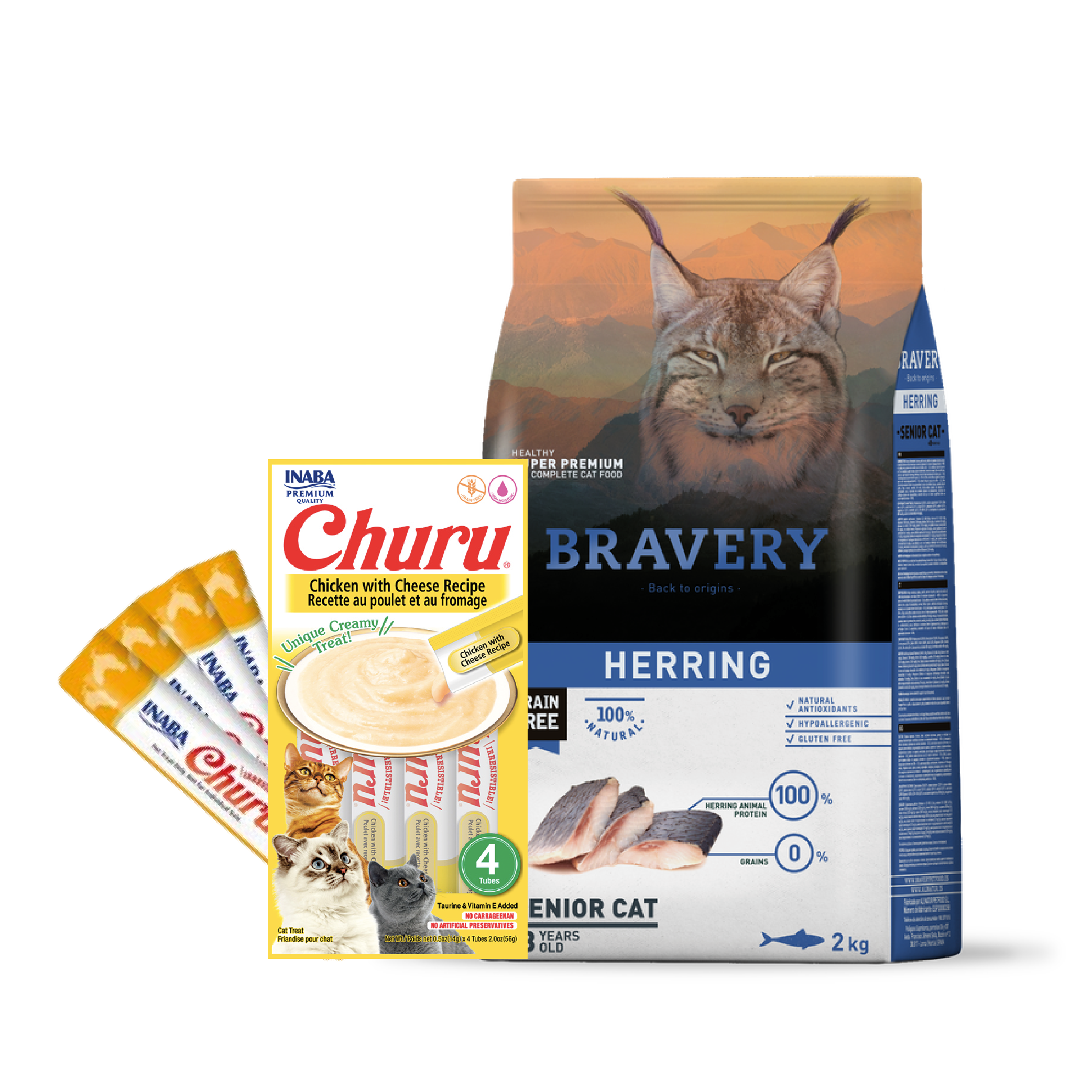 Bravery Gato Senior Herring 2 Kg + Sobre de Churu de REGALO - Imagen 2