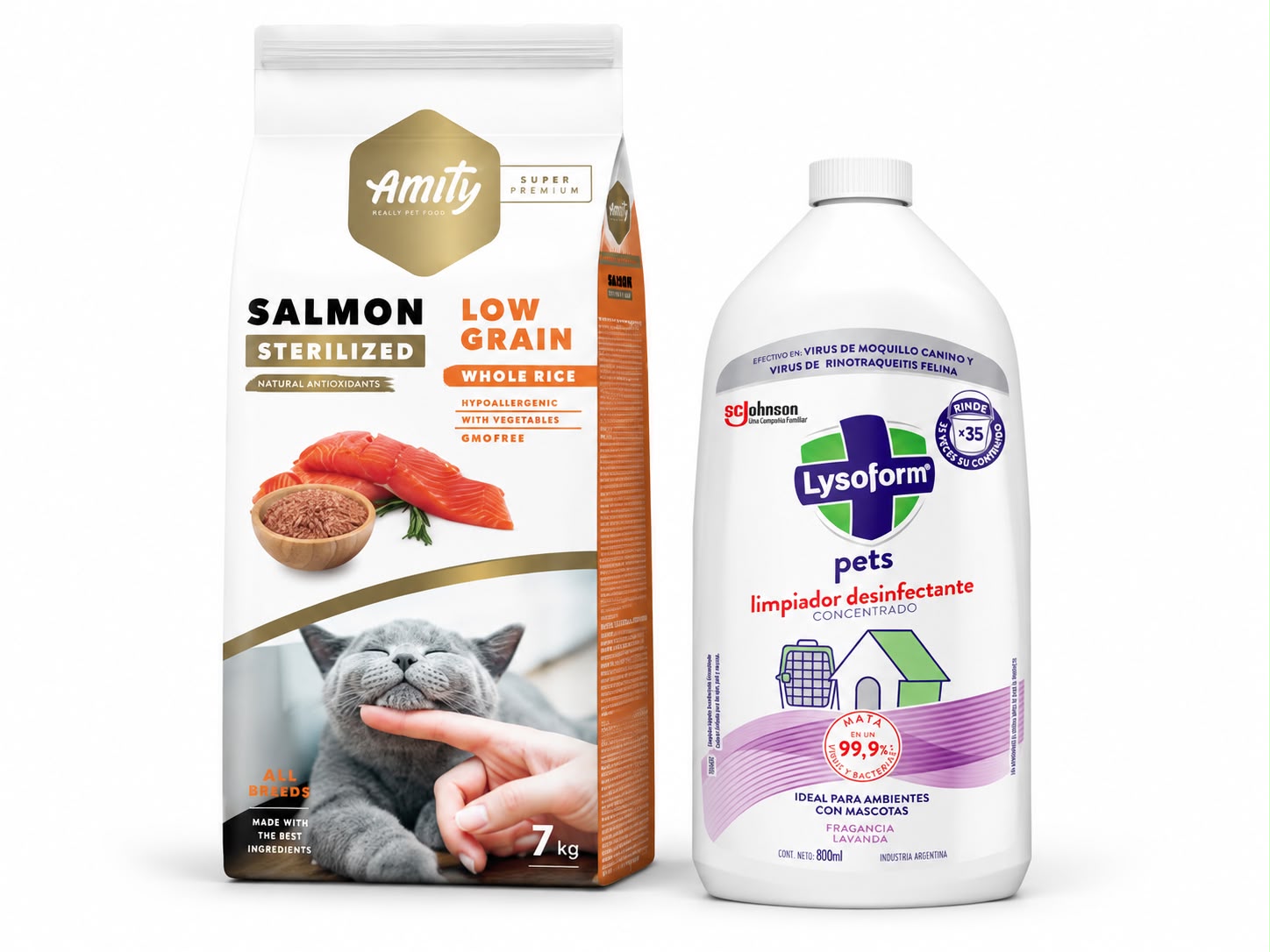 Amity Gato Adulto Castrado Salmón 7kg + Lysoform Pets